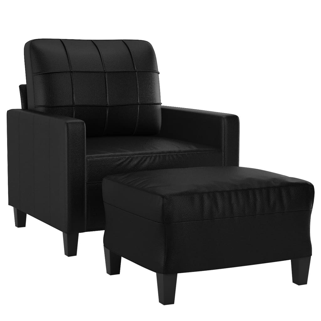 Fauteuil met voetenbank 60 cm kunstleer zwart is nu te koop bij PeponiXL, paradijselijk wonen!