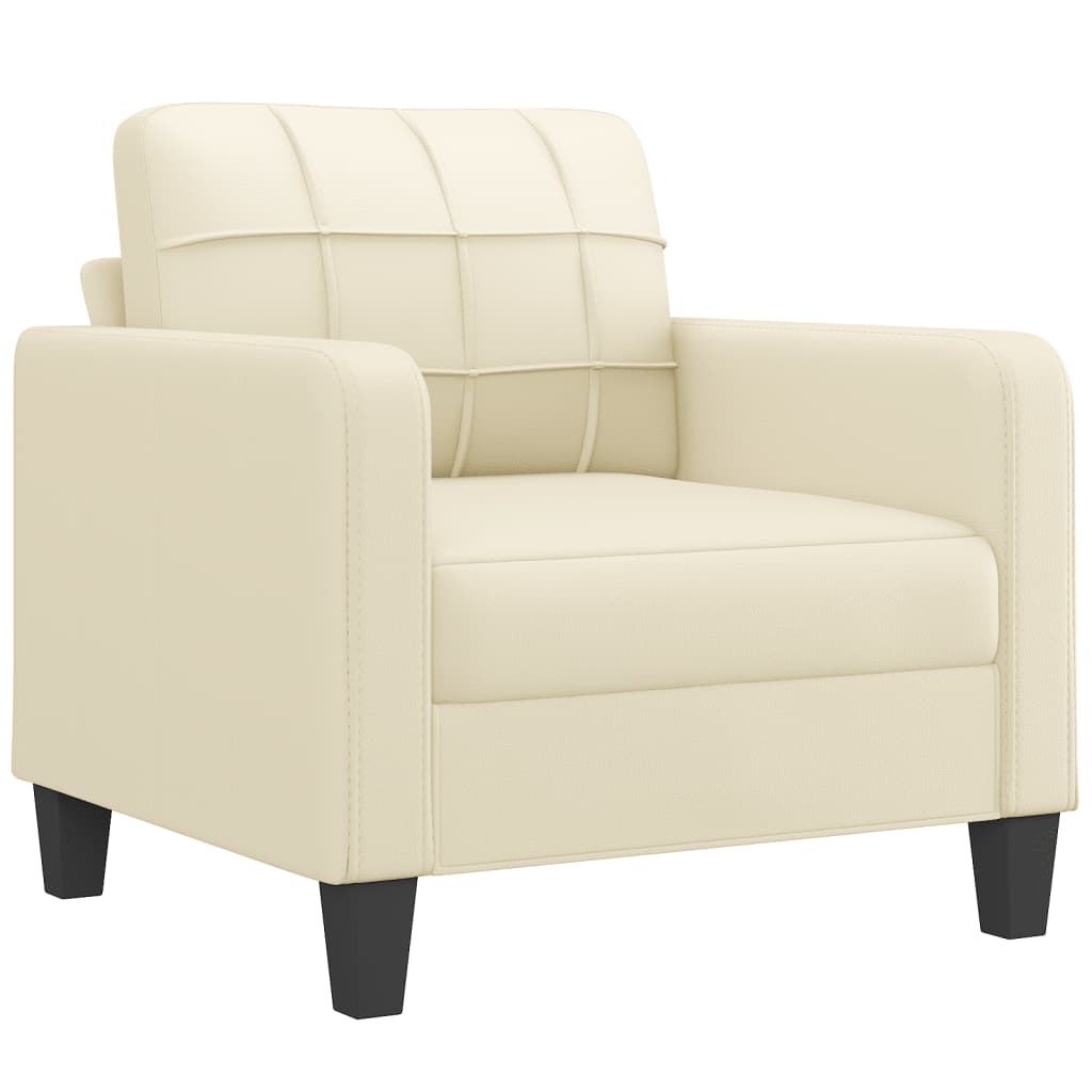 Fauteuil met voetenbank 60 cm kunstleer crèmekleurig is nu te koop bij PeponiXL, paradijselijk wonen!
