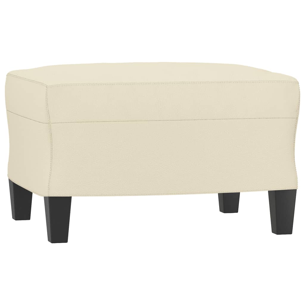 Fauteuil met voetenbank 60 cm kunstleer crèmekleurig is nu te koop bij PeponiXL, paradijselijk wonen!