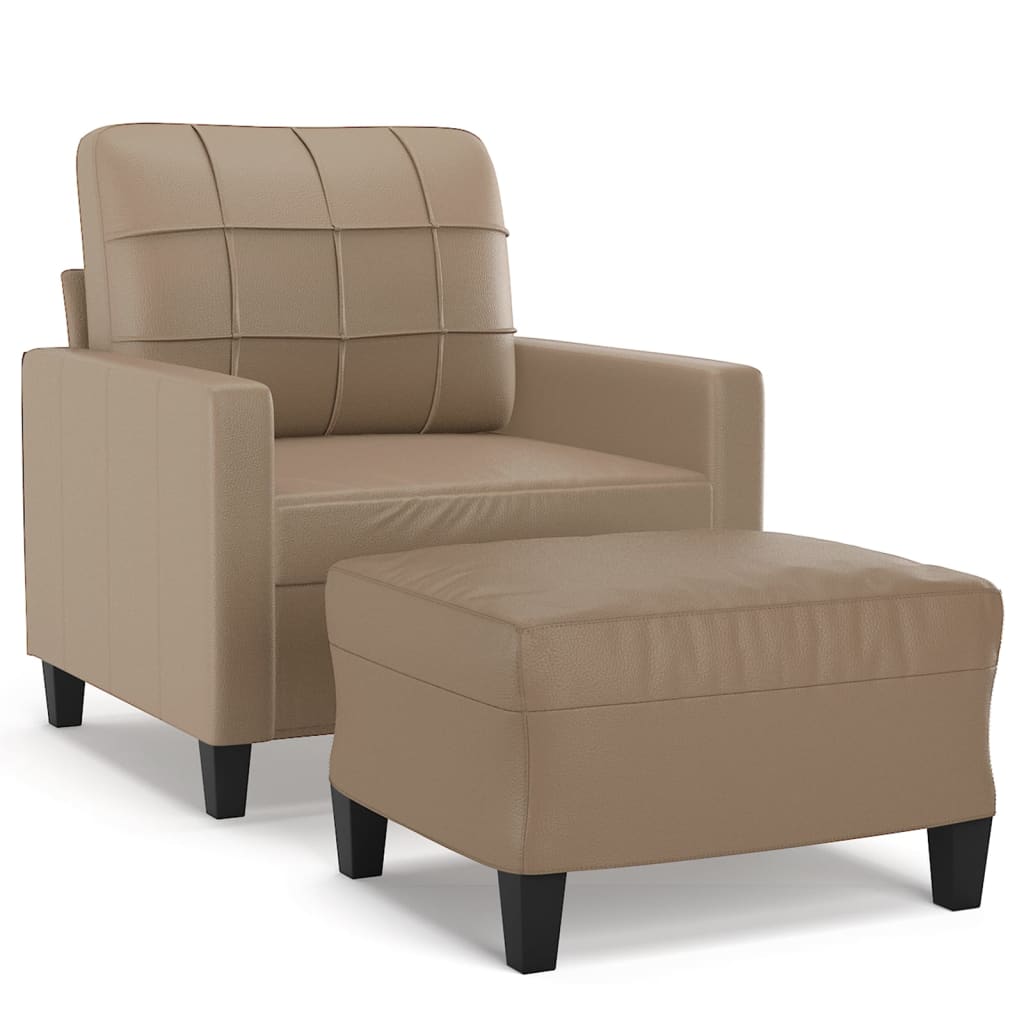 Fauteuil met voetenbank 60 cm kunstleer cappuccinokleurig is nu te koop bij PeponiXL, paradijselijk wonen!