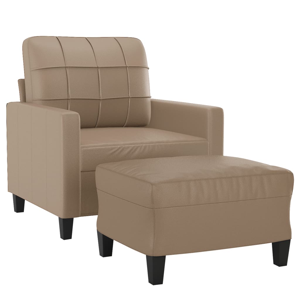 Fauteuil met voetenbank 60 cm kunstleer cappuccinokleurig is nu te koop bij PeponiXL, paradijselijk wonen!