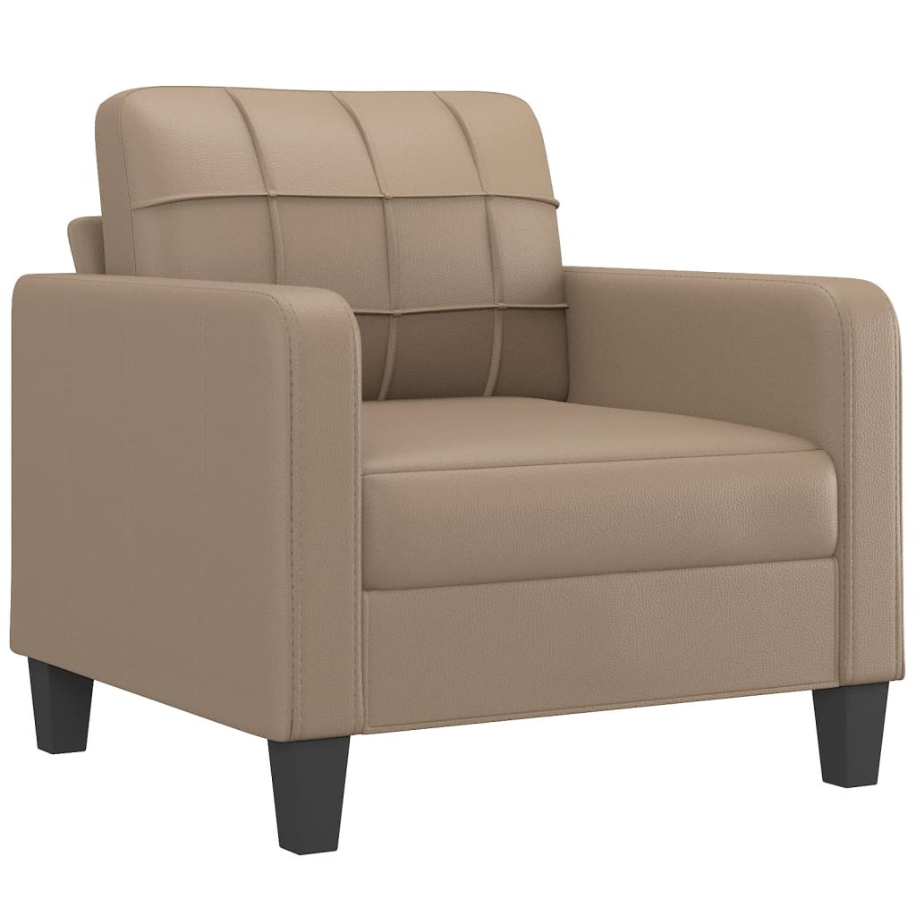 Fauteuil met voetenbank 60 cm kunstleer cappuccinokleurig is nu te koop bij PeponiXL, paradijselijk wonen!