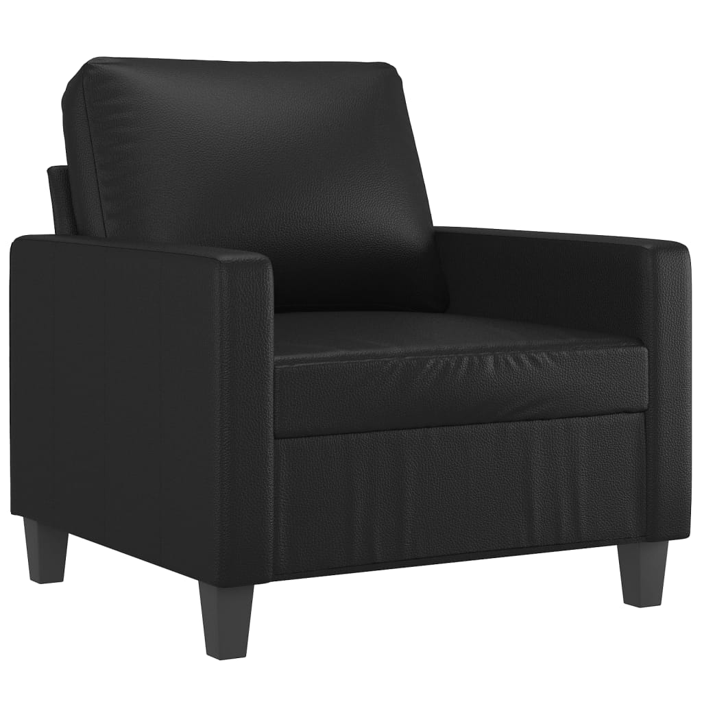 Fauteuil met voetenbank 60 cm kunstleer zwart is nu te koop bij PeponiXL, paradijselijk wonen!