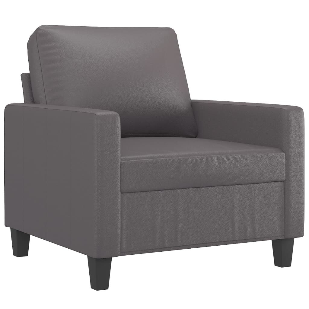 Fauteuil met voetenbank 60 cm kunstleer grijs is nu te koop bij PeponiXL, paradijselijk wonen!