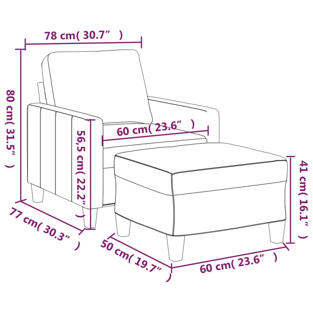 Fauteuil met voetenbank 60 cm kunstleer wijnrood is nu te koop bij PeponiXL, paradijselijk wonen!