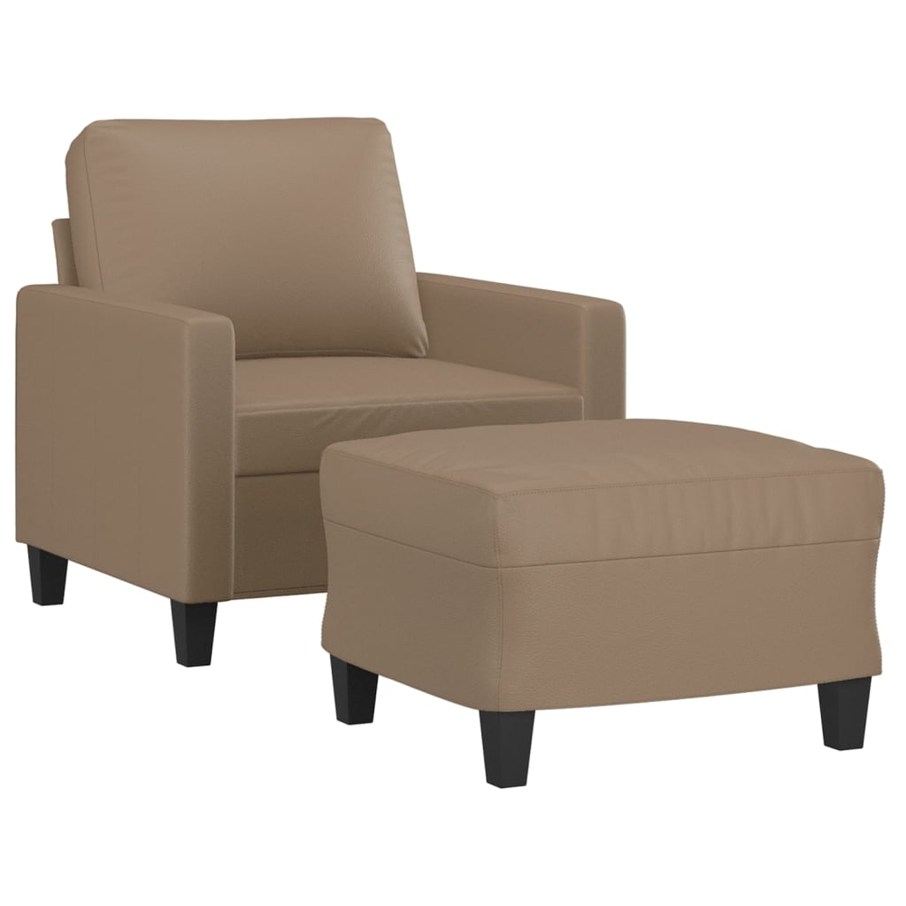 Fauteuil met voetenbank 60 cm kunstleer cappuccinokleurig is nu te koop bij PeponiXL, paradijselijk wonen!