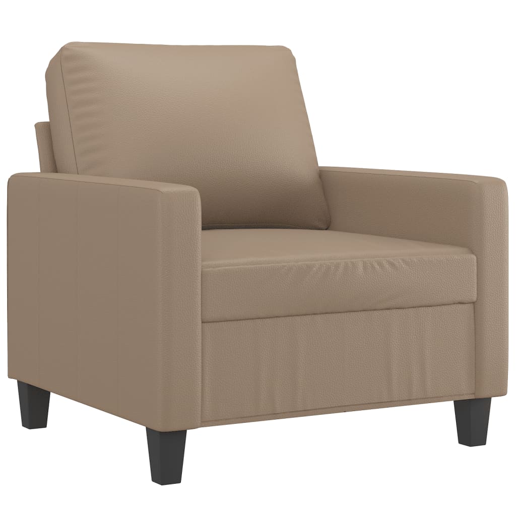 Fauteuil met voetenbank 60 cm kunstleer cappuccinokleurig is nu te koop bij PeponiXL, paradijselijk wonen!