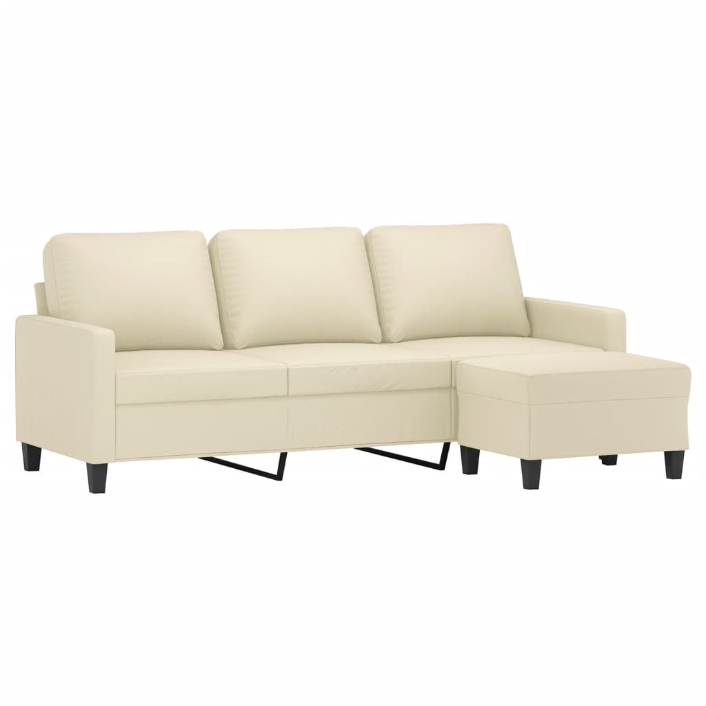 Driezitsbank met voetenbank 180 cm kunstleer crème is nu te koop bij PeponiXL, paradijselijk wonen!