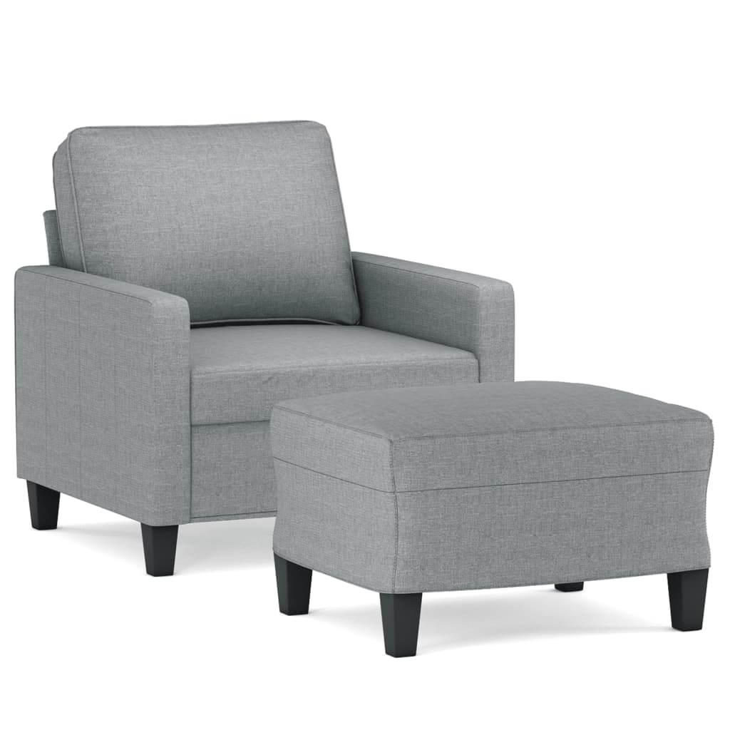 Fauteuil met voetenbank 60 cm stof lichtgrijs is nu te koop bij PeponiXL, paradijselijk wonen!