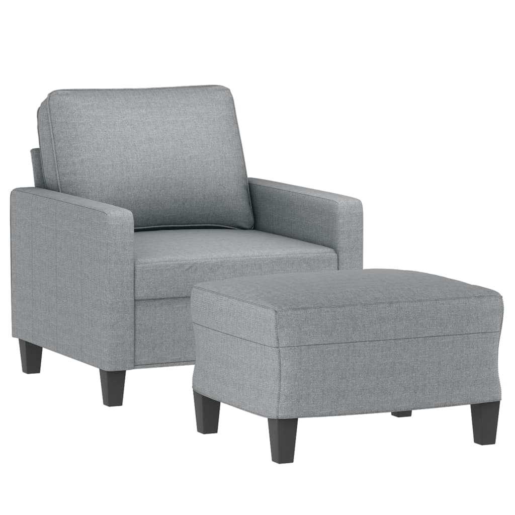 Fauteuil met voetenbank 60 cm stof lichtgrijs is nu te koop bij PeponiXL, paradijselijk wonen!