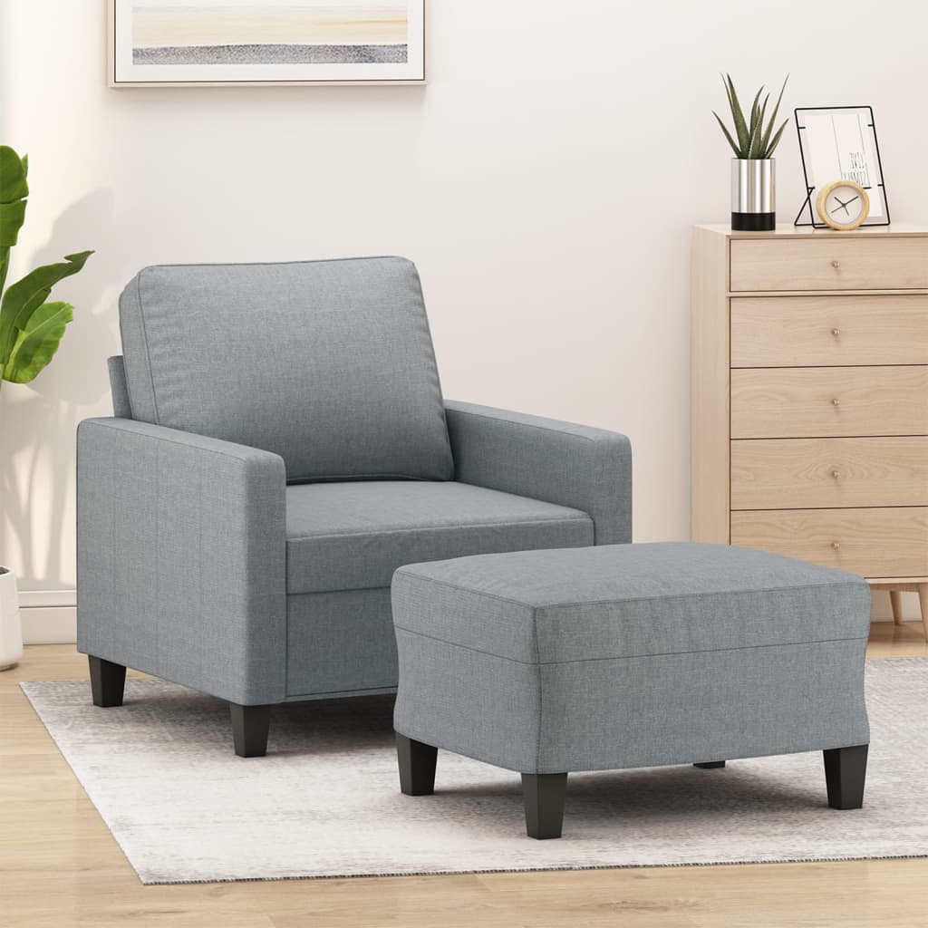 Fauteuil met voetenbank 60 cm stof lichtgrijs is nu te koop bij PeponiXL, paradijselijk wonen!