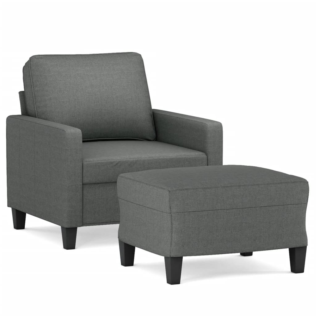 Fauteuil met voetenbank 60 cm stof donkergrijs is nu te koop bij PeponiXL, paradijselijk wonen!