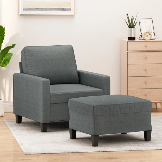 Fauteuil met voetenbank 60 cm stof donkergrijs is nu te koop bij PeponiXL, paradijselijk wonen!