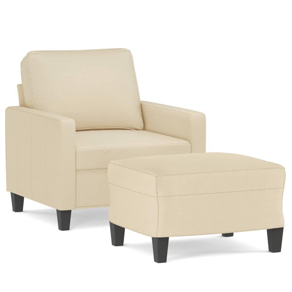 Fauteuil met voetenbank 60 cm stof crèmekleurig is nu te koop bij PeponiXL, paradijselijk wonen!