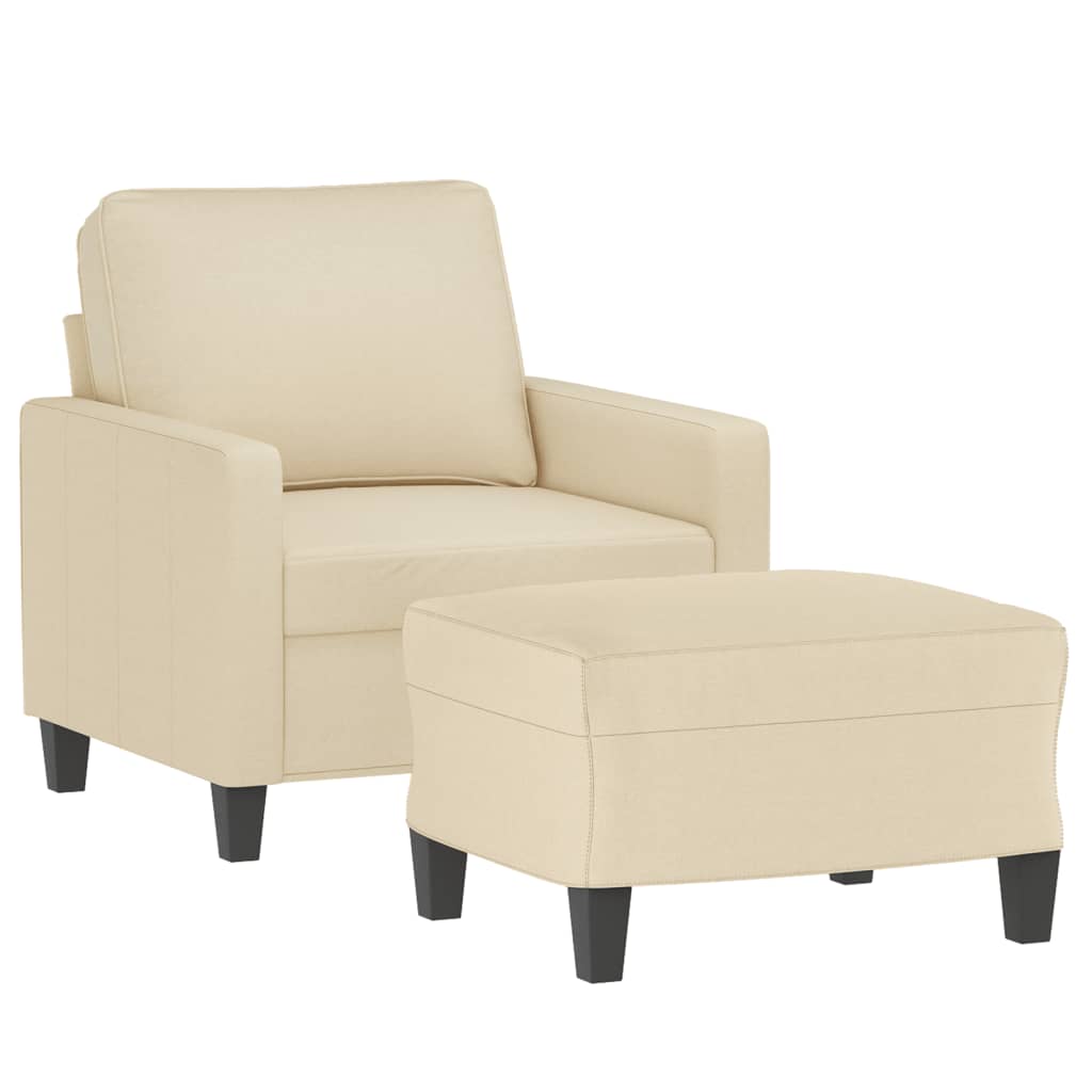 Fauteuil met voetenbank 60 cm stof crèmekleurig is nu te koop bij PeponiXL, paradijselijk wonen!