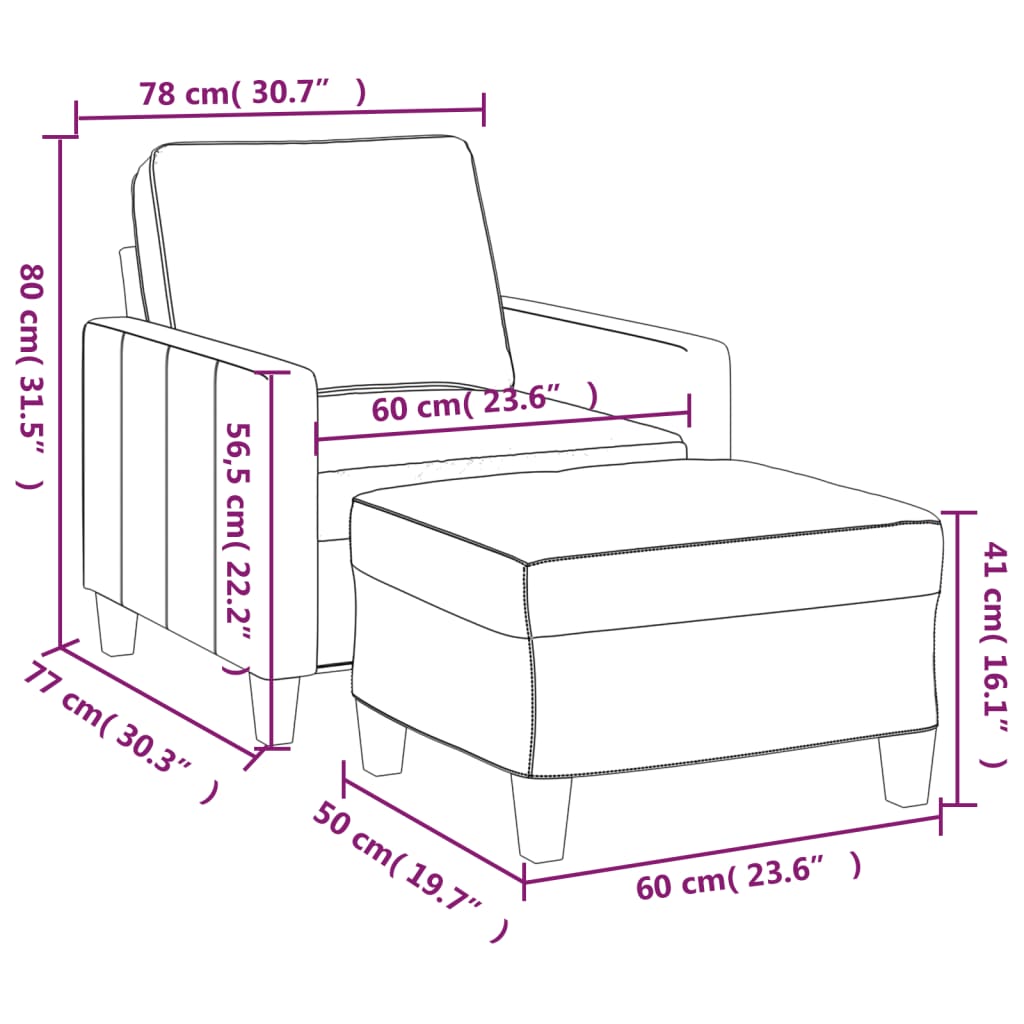 Fauteuil met voetenbank 60 cm stof bruin is nu te koop bij PeponiXL, paradijselijk wonen!