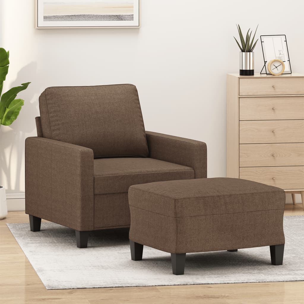 Fauteuil met voetenbank 60 cm stof bruin is nu te koop bij PeponiXL, paradijselijk wonen!