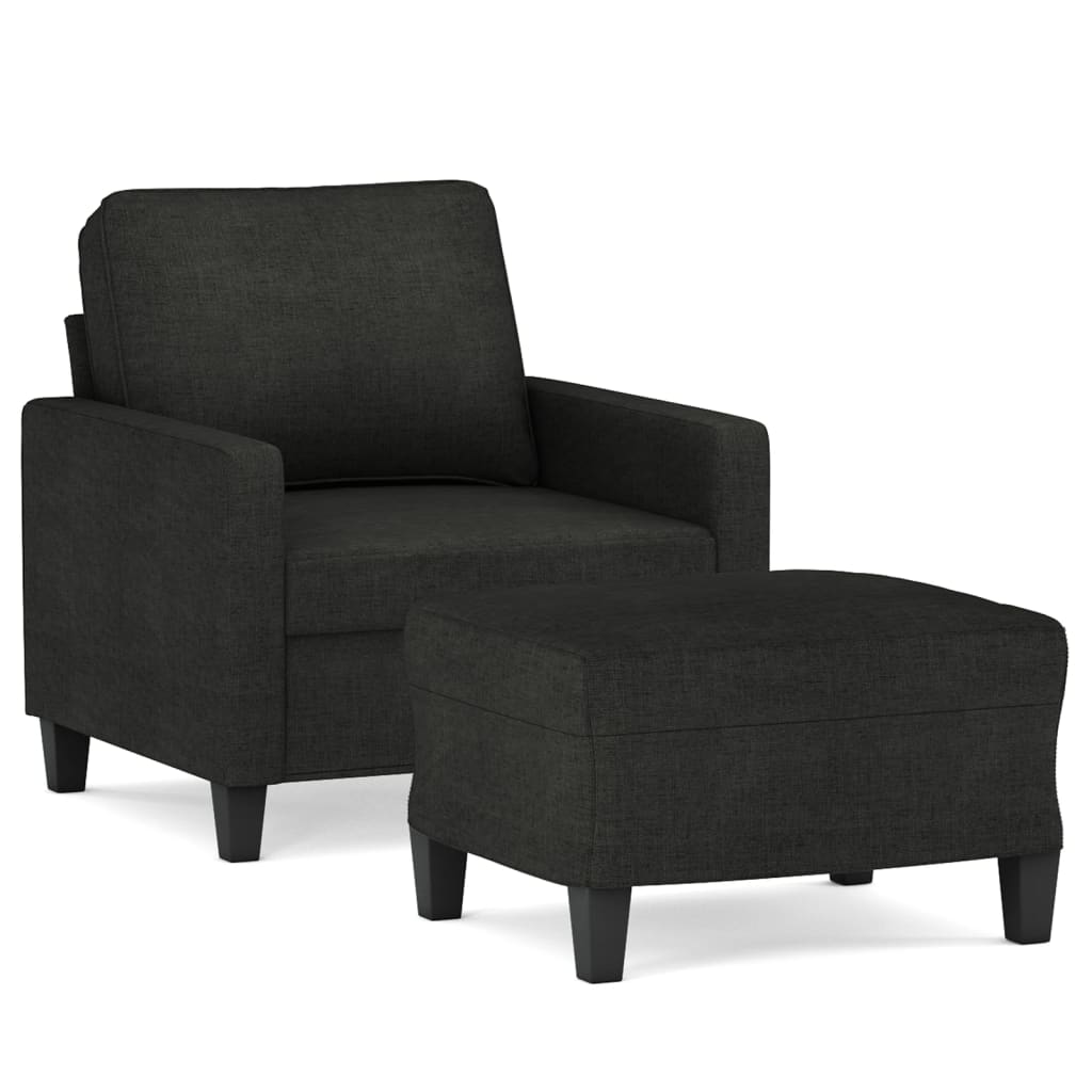 Fauteuil met voetenbank 60 cm stof zwart is nu te koop bij PeponiXL, paradijselijk wonen!