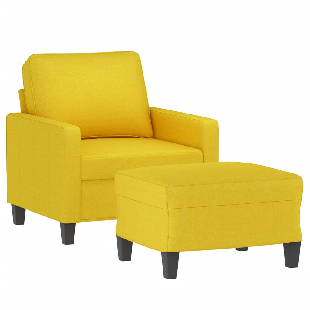 Fauteuil met voetenbank 60 cm stof lichtgeel is nu te koop bij PeponiXL, paradijselijk wonen!