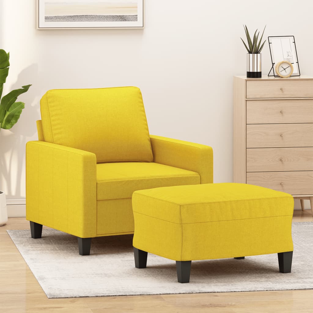 Fauteuil met voetenbank 60 cm stof lichtgeel is nu te koop bij PeponiXL, paradijselijk wonen!