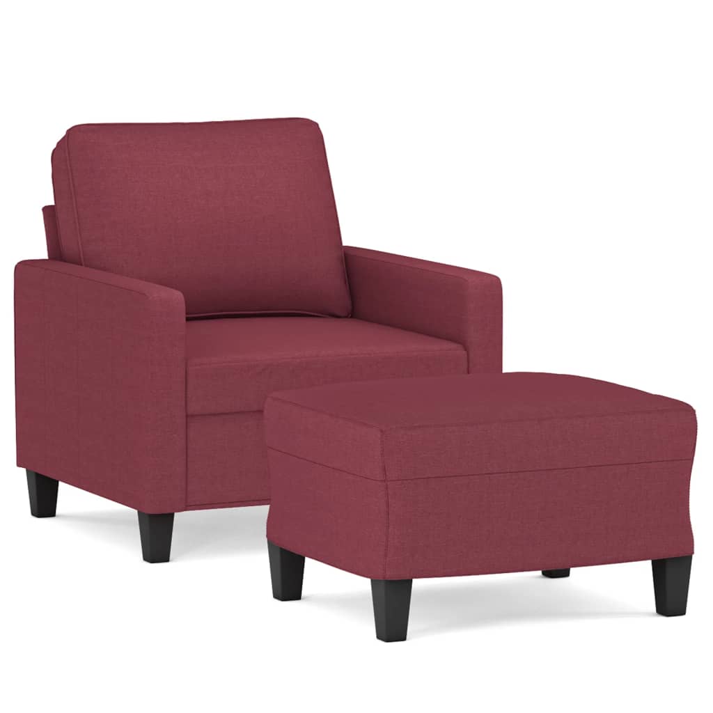 Fauteuil met voetenbank 60 cm stof wijnrood is nu te koop bij PeponiXL, paradijselijk wonen!
