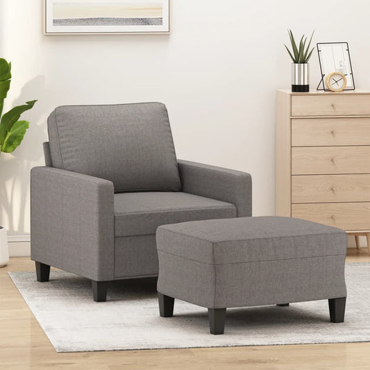 Fauteuil met voetenbank 60 cm stof taupe is nu te koop bij PeponiXL, paradijselijk wonen!