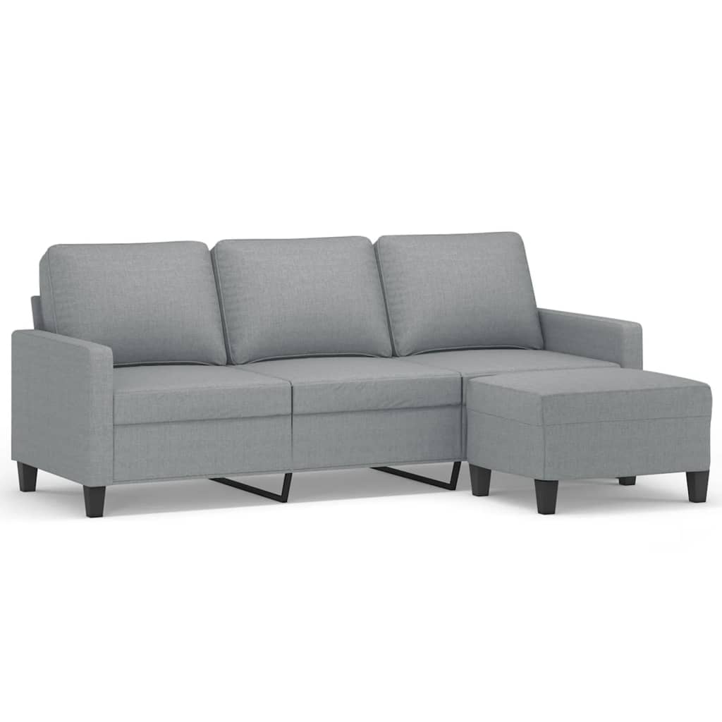 Driezitsbank met voetenbank 180 cm stof lichtgrijs is nu te koop bij PeponiXL, paradijselijk wonen!
