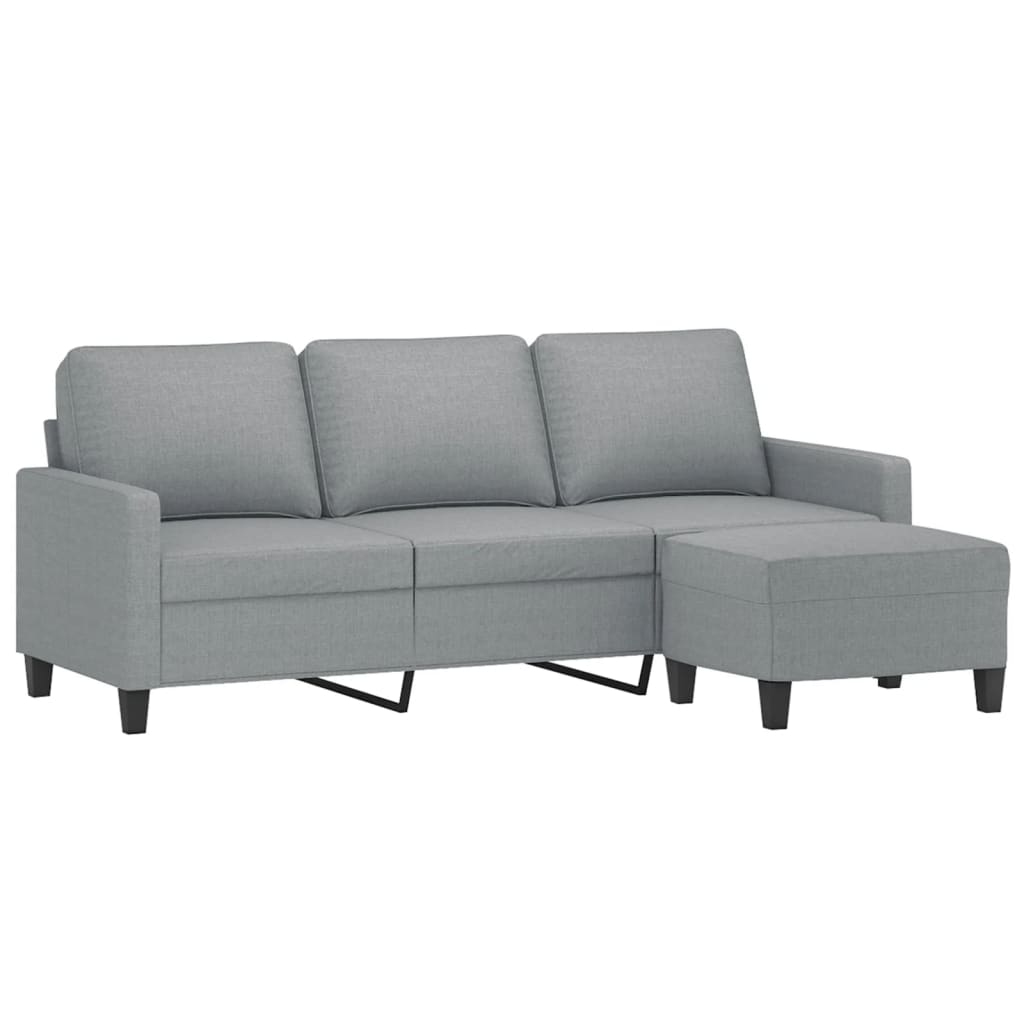 Driezitsbank met voetenbank 180 cm stof lichtgrijs is nu te koop bij PeponiXL, paradijselijk wonen!