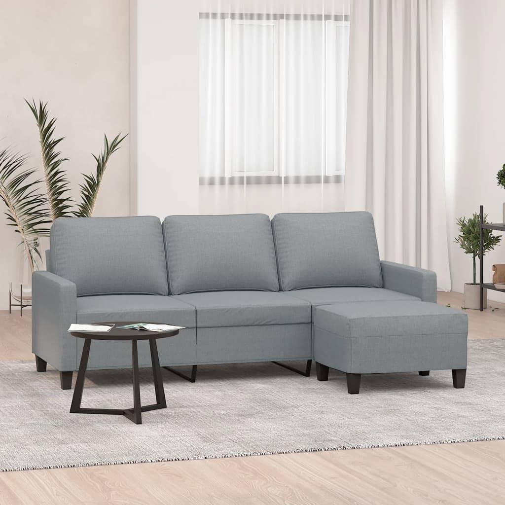 Driezitsbank met voetenbank 180 cm stof lichtgrijs is nu te koop bij PeponiXL, paradijselijk wonen!