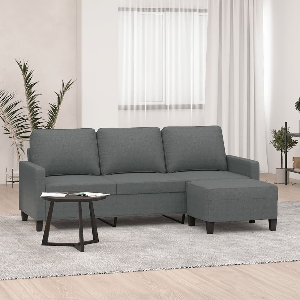 Driezitsbank met voetenbank 180 cm stof donkergrijs is nu te koop bij PeponiXL, paradijselijk wonen!