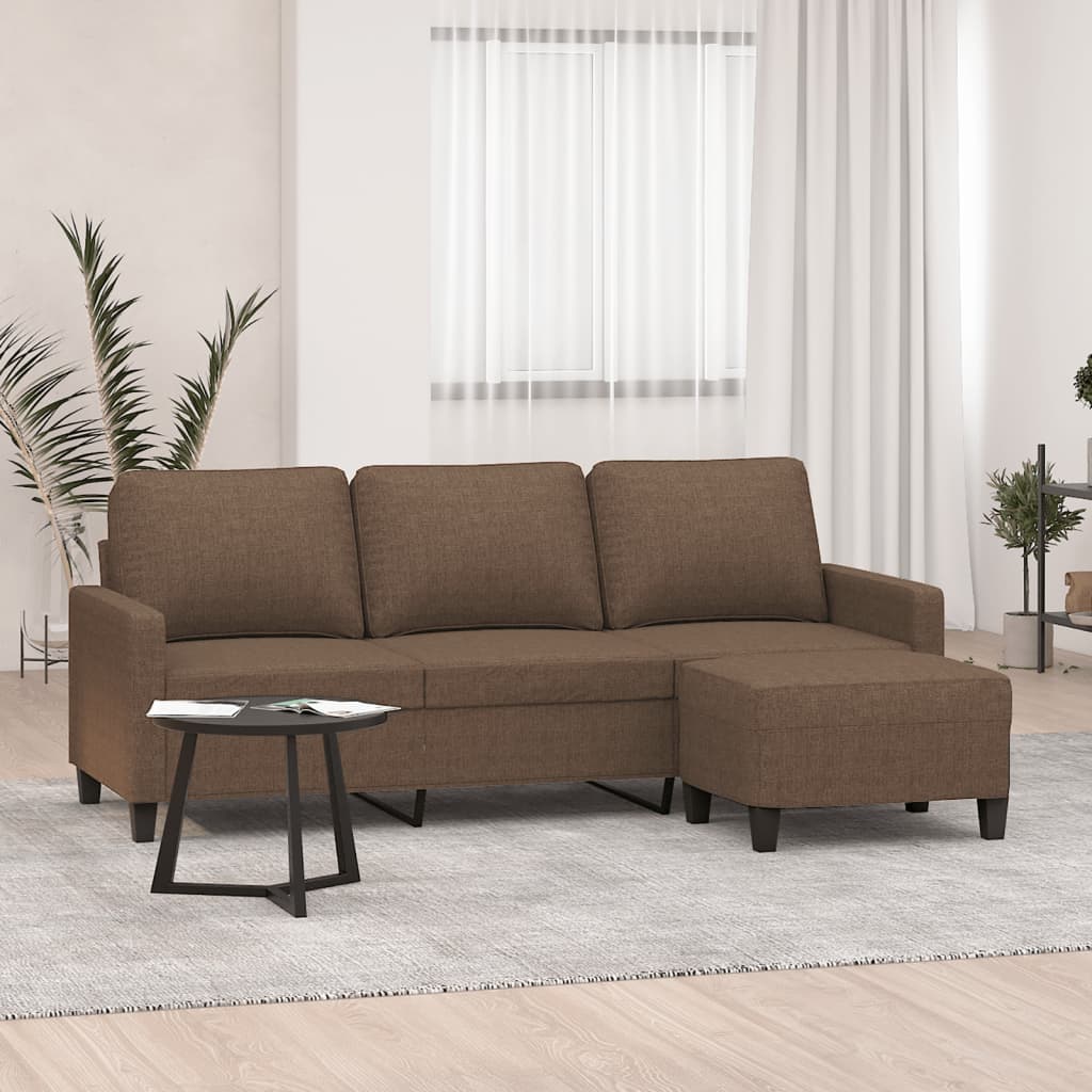 Driezitsbank met voetenbank 180 cm stof bruin is nu te koop bij PeponiXL, paradijselijk wonen!