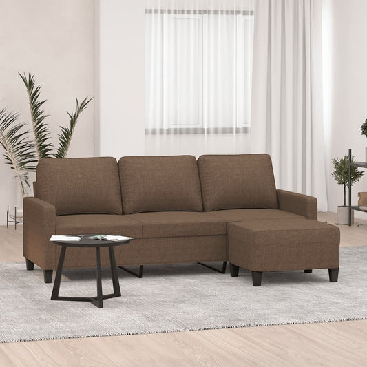 Driezitsbank met voetenbank 180 cm stof bruin is nu te koop bij PeponiXL, paradijselijk wonen!
