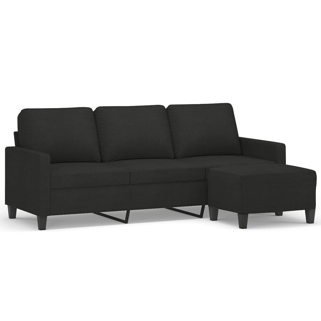 Driezitsbank met voetenbank 180 cm stof zwart is nu te koop bij PeponiXL, paradijselijk wonen!