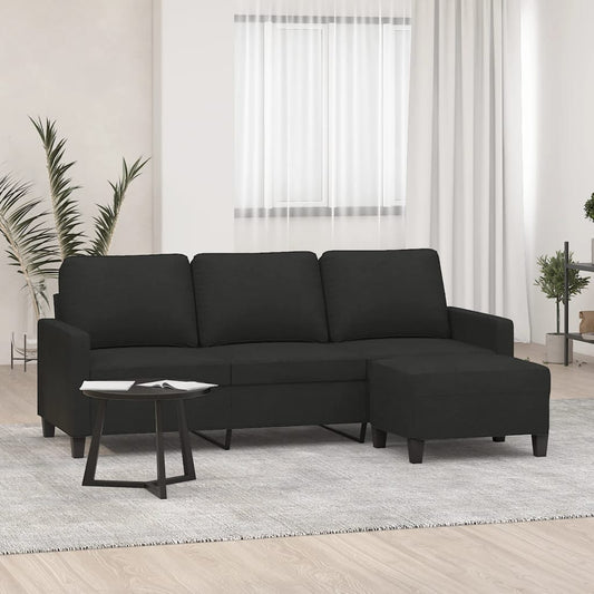 Driezitsbank met voetenbank 180 cm stof zwart is nu te koop bij PeponiXL, paradijselijk wonen!