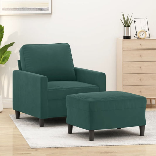 Fauteuil met voetenbank 60 cm fluweel donkergroen is nu te koop bij PeponiXL, paradijselijk wonen!