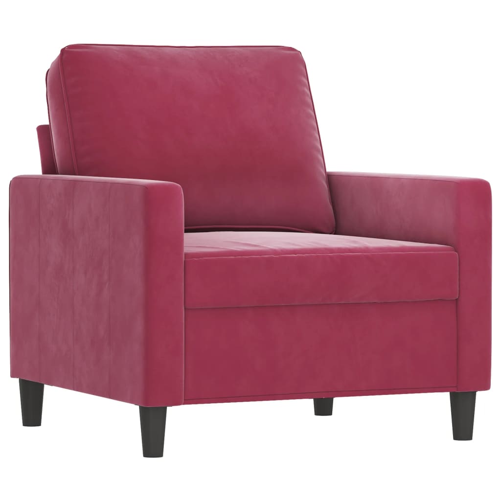 Fauteuil met voetenbank 60 cm fluweel wijnrood is nu te koop bij PeponiXL, paradijselijk wonen!