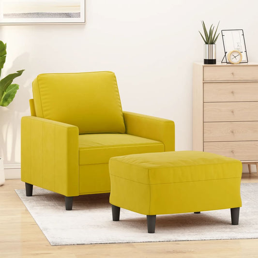 Fauteuil met voetenbank 60 cm fluweel geel is nu te koop bij PeponiXL, paradijselijk wonen!