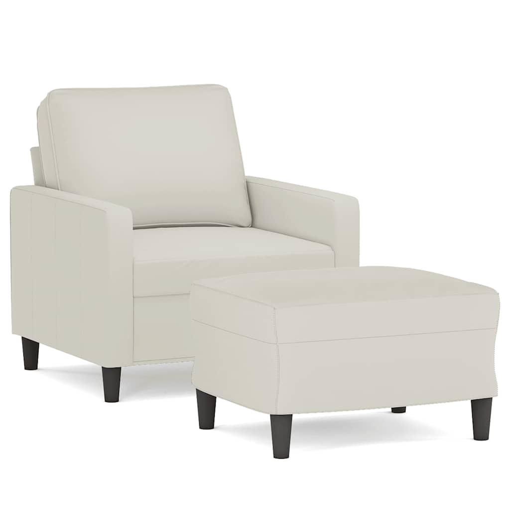 Fauteuil met voetenbank 60 cm fluweel crèmekleurig is nu te koop bij PeponiXL, paradijselijk wonen!