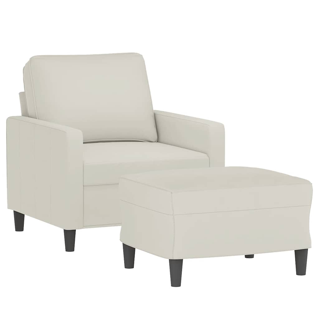 Fauteuil met voetenbank 60 cm fluweel crèmekleurig is nu te koop bij PeponiXL, paradijselijk wonen!
