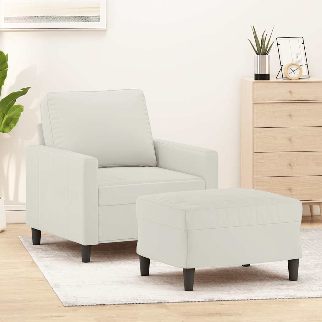 Fauteuil met voetenbank 60 cm fluweel crèmekleurig is nu te koop bij PeponiXL, paradijselijk wonen!