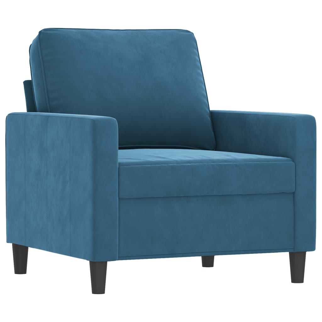 Fauteuil met voetenbank 60 cm fluweel blauw is nu te koop bij PeponiXL, paradijselijk wonen!