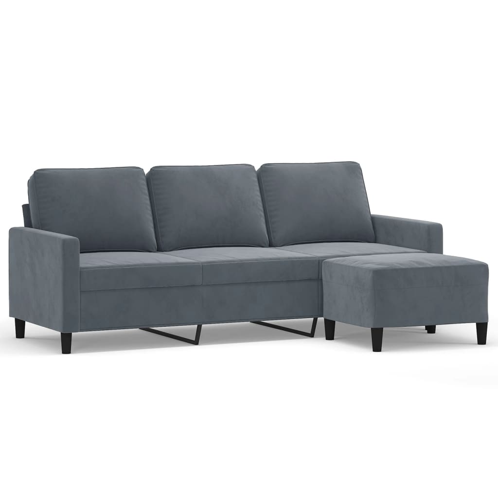 Driezitsbank met voetenbank 180 cm fluweel donkergrijs is nu te koop bij PeponiXL, paradijselijk wonen!