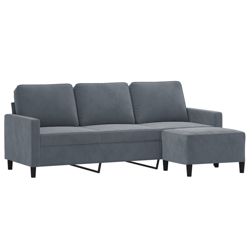 Driezitsbank met voetenbank 180 cm fluweel donkergrijs is nu te koop bij PeponiXL, paradijselijk wonen!