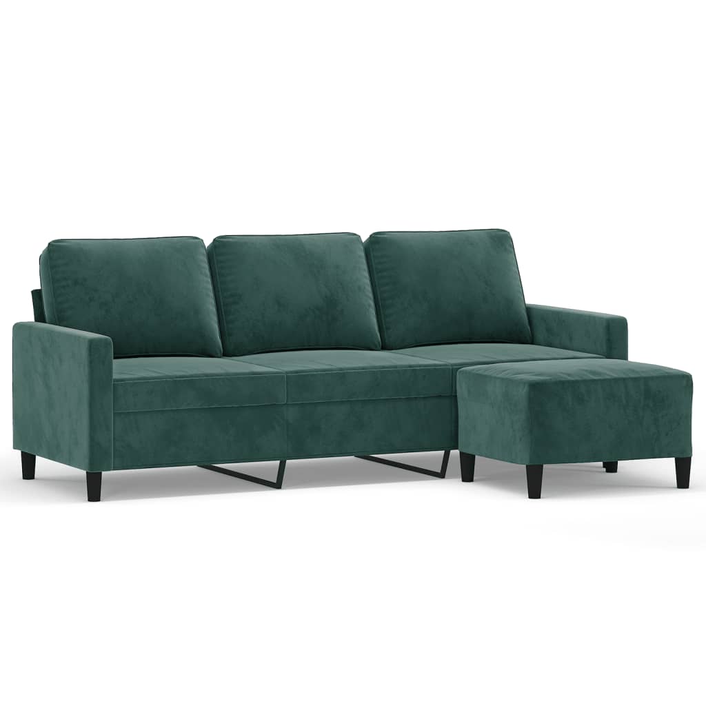 Driezitsbank met voetenbank 180 cm fluweel donkergroen is nu te koop bij PeponiXL, paradijselijk wonen!