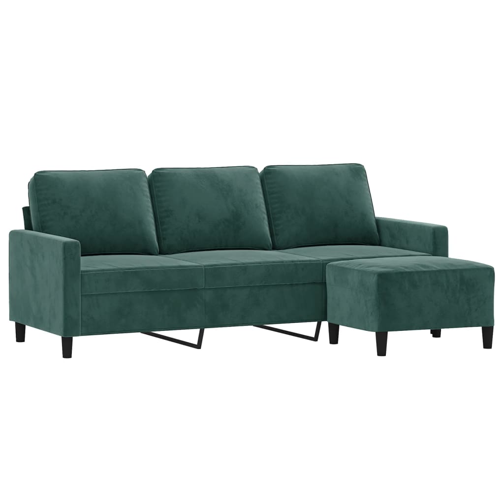 Driezitsbank met voetenbank 180 cm fluweel donkergroen is nu te koop bij PeponiXL, paradijselijk wonen!