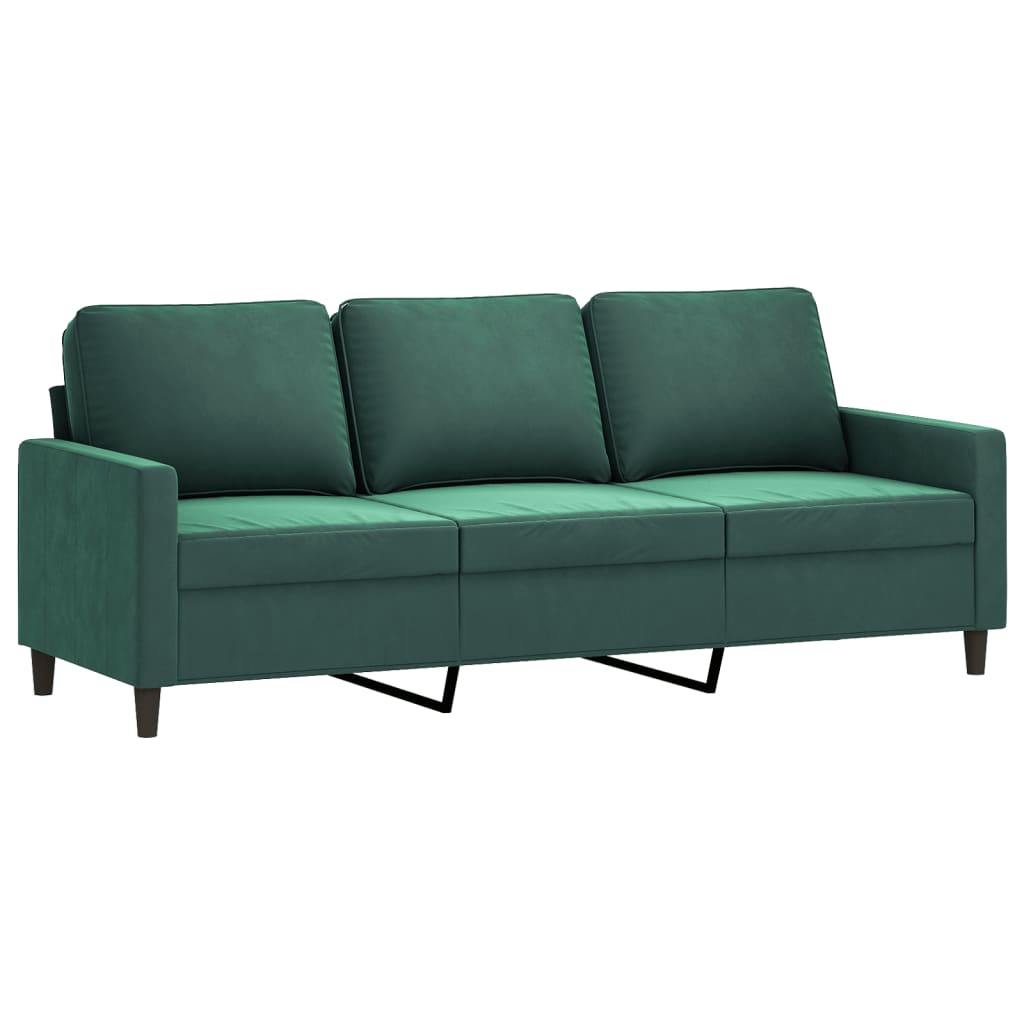 Driezitsbank met voetenbank 180 cm fluweel donkergroen is nu te koop bij PeponiXL, paradijselijk wonen!