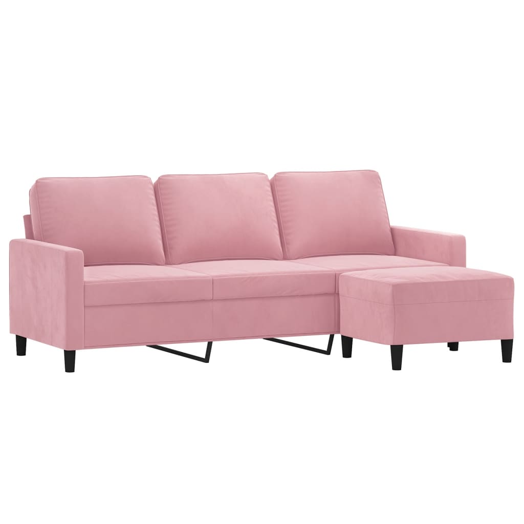 Driezitsbank met voetenbank 180 cm fluweel roze is nu te koop bij PeponiXL, paradijselijk wonen!