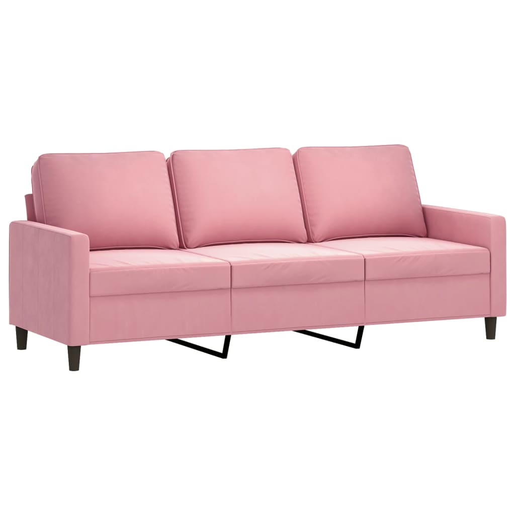 Driezitsbank met voetenbank 180 cm fluweel roze is nu te koop bij PeponiXL, paradijselijk wonen!
