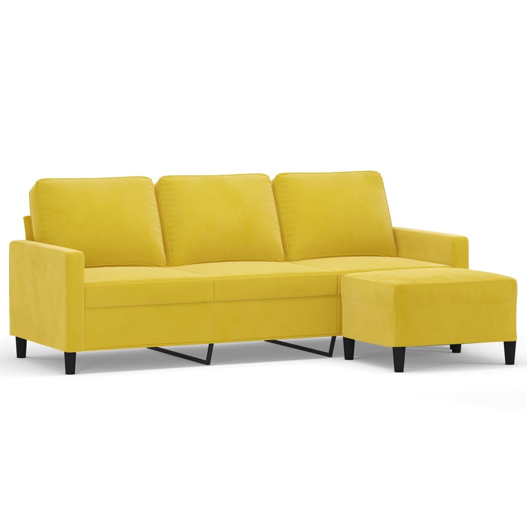 Driezitsbank met voetenbank 180 cm fluweel geel is nu te koop bij PeponiXL, paradijselijk wonen!