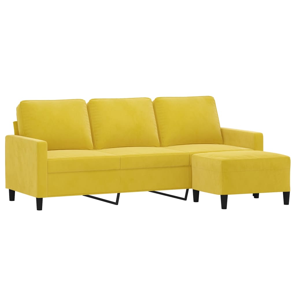 Driezitsbank met voetenbank 180 cm fluweel geel is nu te koop bij PeponiXL, paradijselijk wonen!